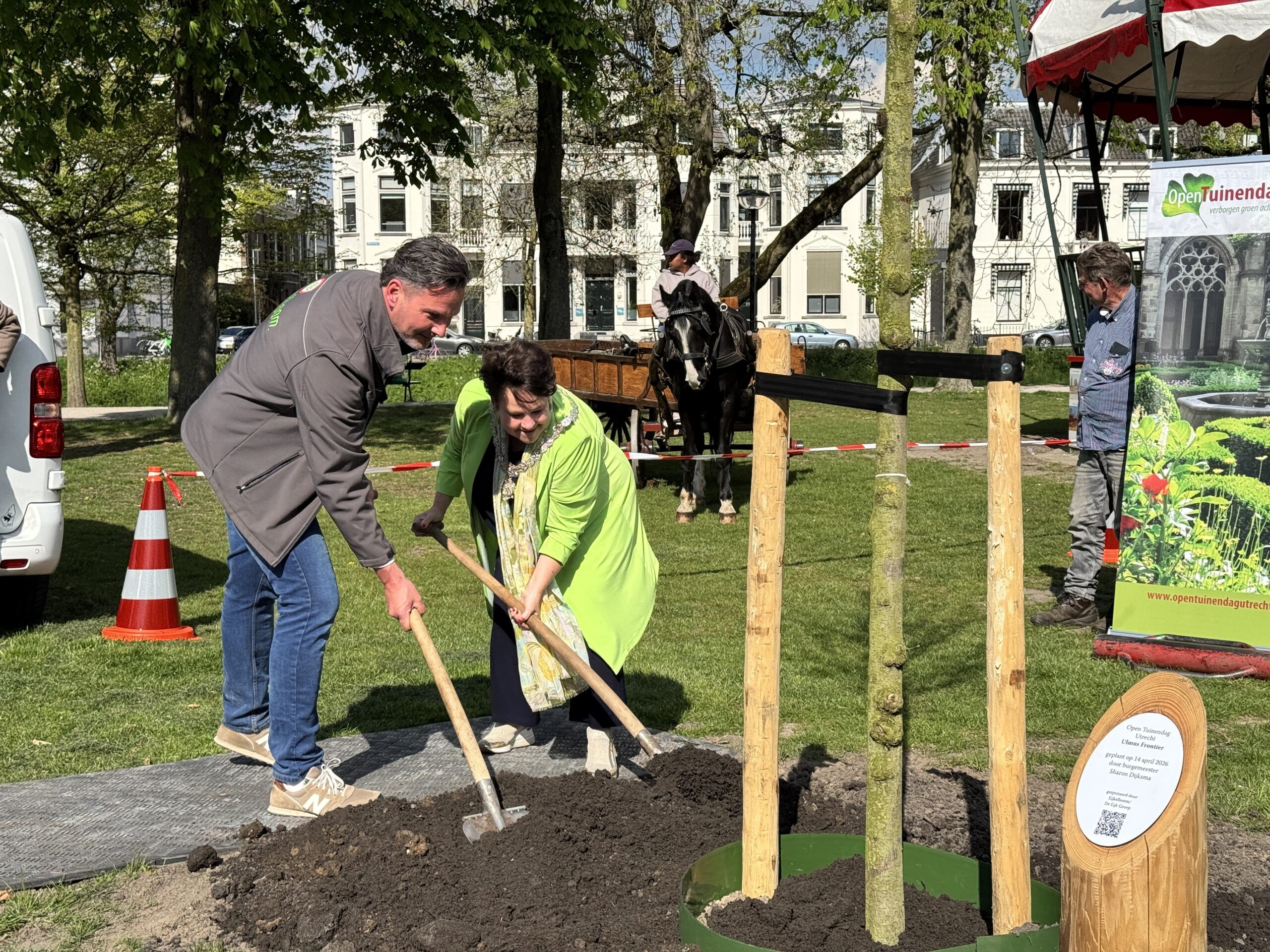 Burgemeester plant lustrumboom op Lepelenburg