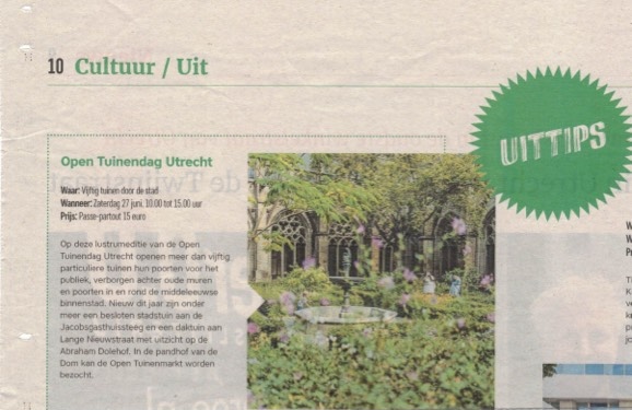 Een scan van de bovenkant van de Culteer / Uit pagina in de DUIC, met een korte beschrijving en een foto van de Pandhof.